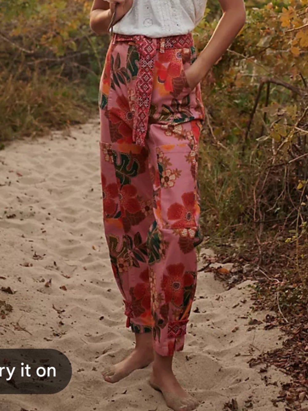 FARM RIO Anthropologie Esperanza Floral Tie-Waist pants